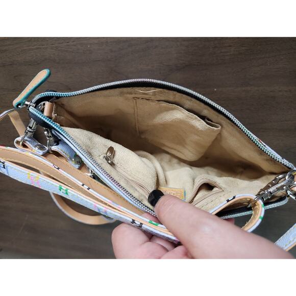 Dooney & Bourke Vintage Y2k Baby Blue Rainbow DB Monogram Small Crossbody Bag - Picture 8 of 12